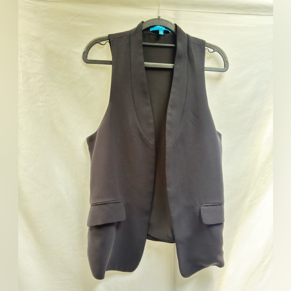 Derek Lam For Design Nation Sleeveless Open Front Vest Black Size Medium - Picture 3 of 9